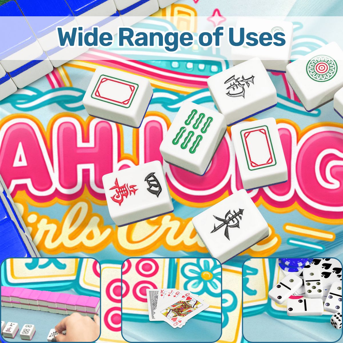 Mahjong Girls Cruise, Scalloped Mahjong Mat - Splash of Color Co.