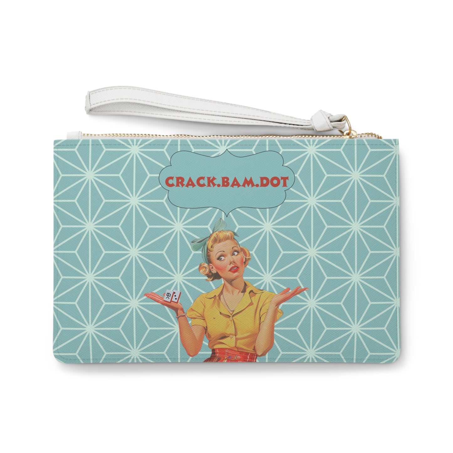 Mahjong Clutch Vintage Glam Clutch Bag Funny Mahjong Crack Bam Dot