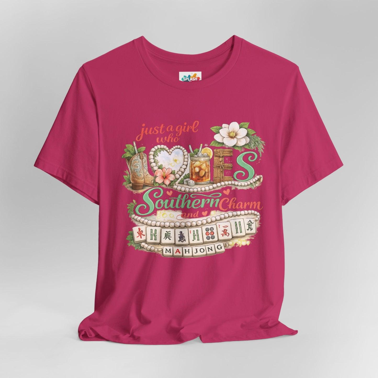 Just a Girl Who Loves Southern Charm Mahjong tee | Floral Mahjong Tiles Shirt - Splash of Color Co.