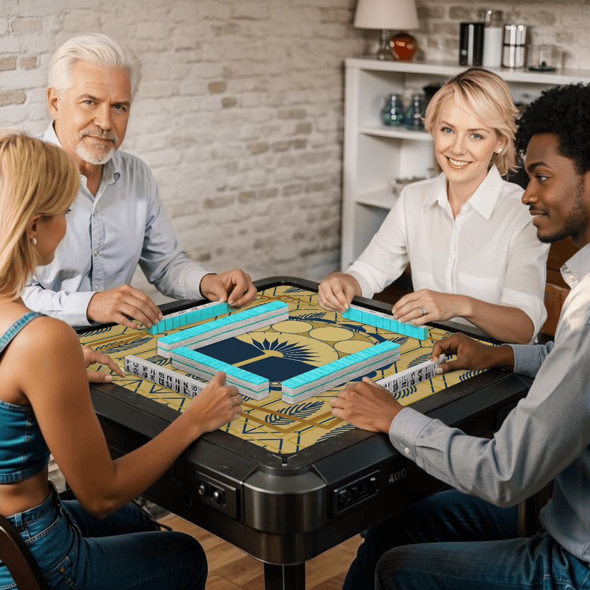 Art Deco Gold Leaf Mahjong Mat - Splash of Color Co.