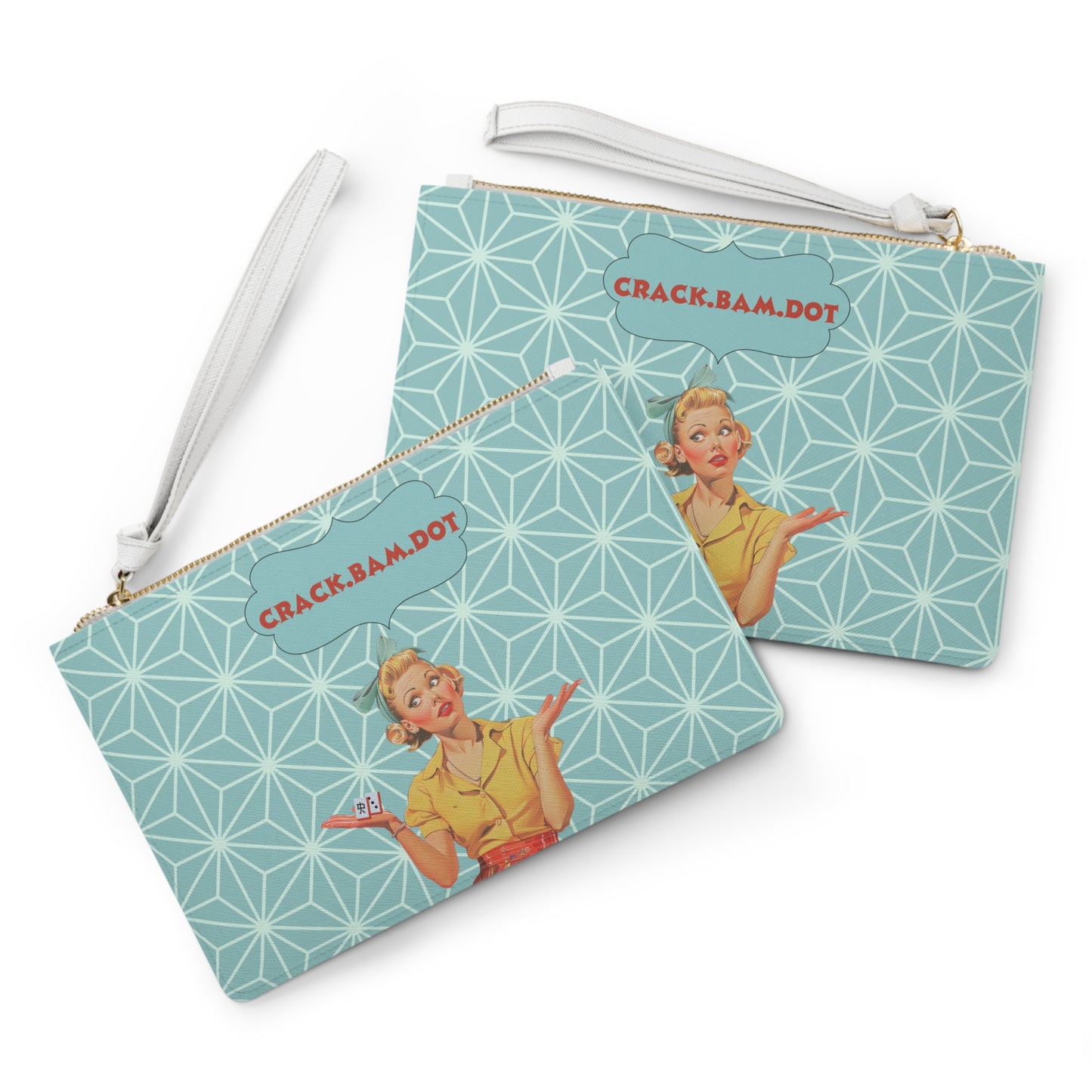 Mahjong Clutch Vintage Glam Clutch Bag Funny Mahjong Crack Bam Dot