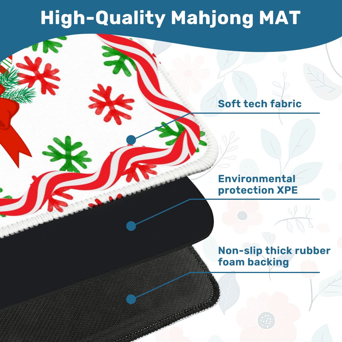 Mahjong Christmas Mat, Nostalgic Vintage Gal Whimsical Holiday Mahj Mat