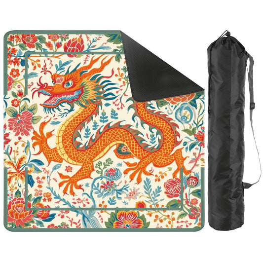 Chinese Dragon Mahjong Mat, Whimsical Colorful Asian Motif Mahj