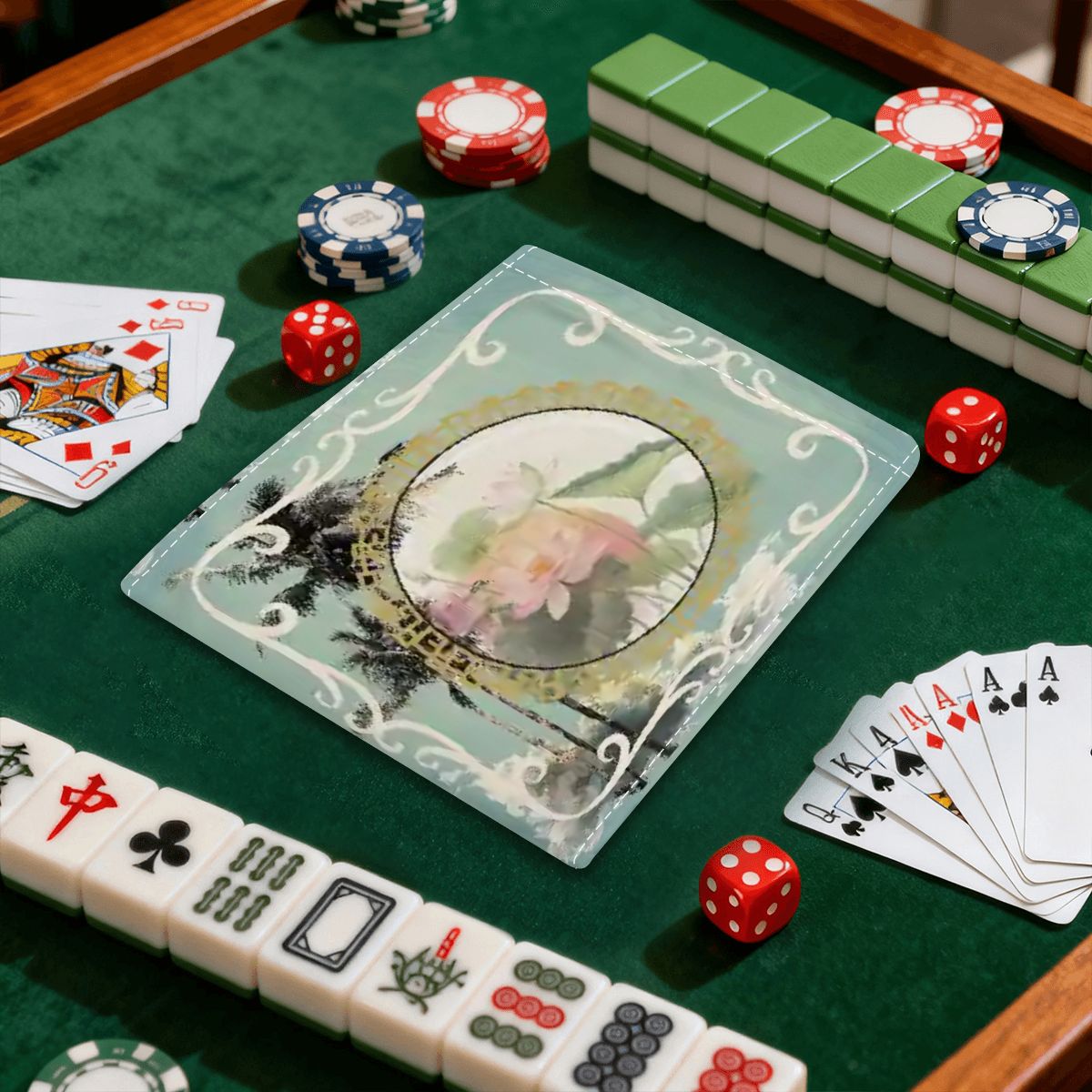 Sage Island Imperial Palm Heritage Collection 4 Mahjong Card Holder with Line Finder - Splash of Color Co.