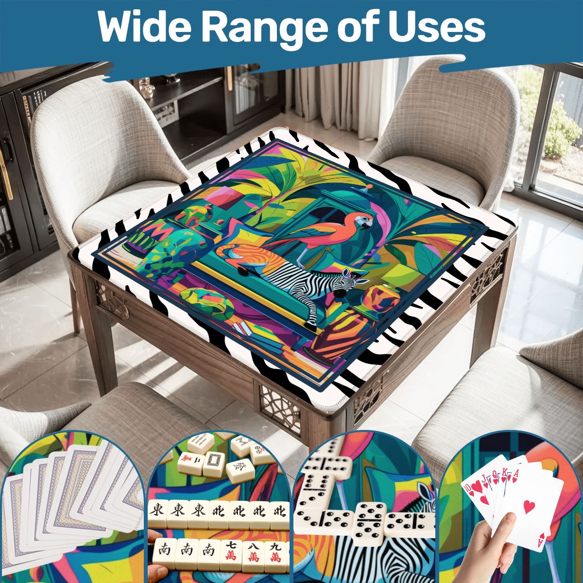 Wild Thang Animal Safari Mahjong Mat 33"x33 - Splash of Color Co.