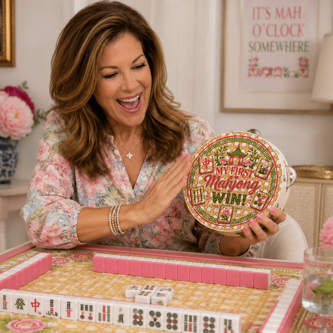 My First Mahjong Win Tambourine with Ribbon - Splash Of Mahj And Color Co.