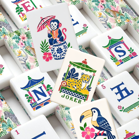 Jungle Love Chinoiserie Pastel Mahjong Tiles - Splash Of Mahj And Color Co.