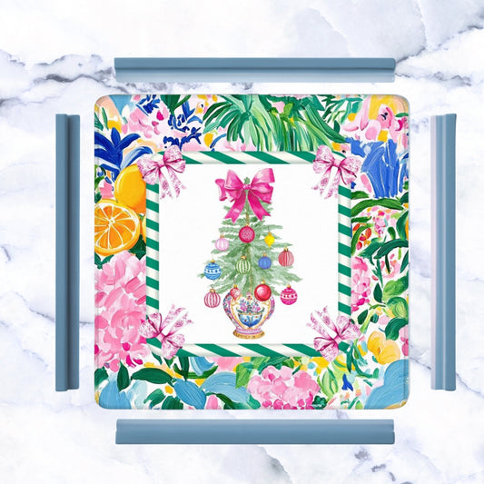 Festive Floral Christmas Tree Mahjong Mat - Splash of Color Co.