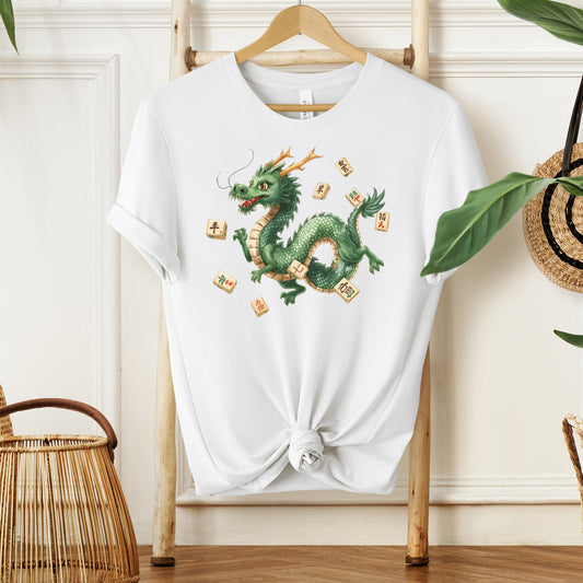 Mahjong Dragon T-Shirt — Vintage Green Dragon Mahjong Tiles Tee - Splash of Color Co.