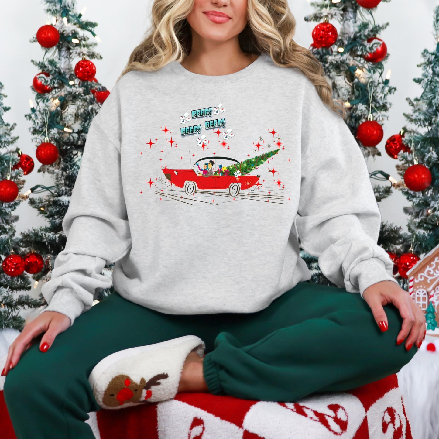 Nostalgic Mahjong Funny Vintage Designed Christmas Crewneck Sweatshirt, Cozy Christmas Sweater For Mahj Lover