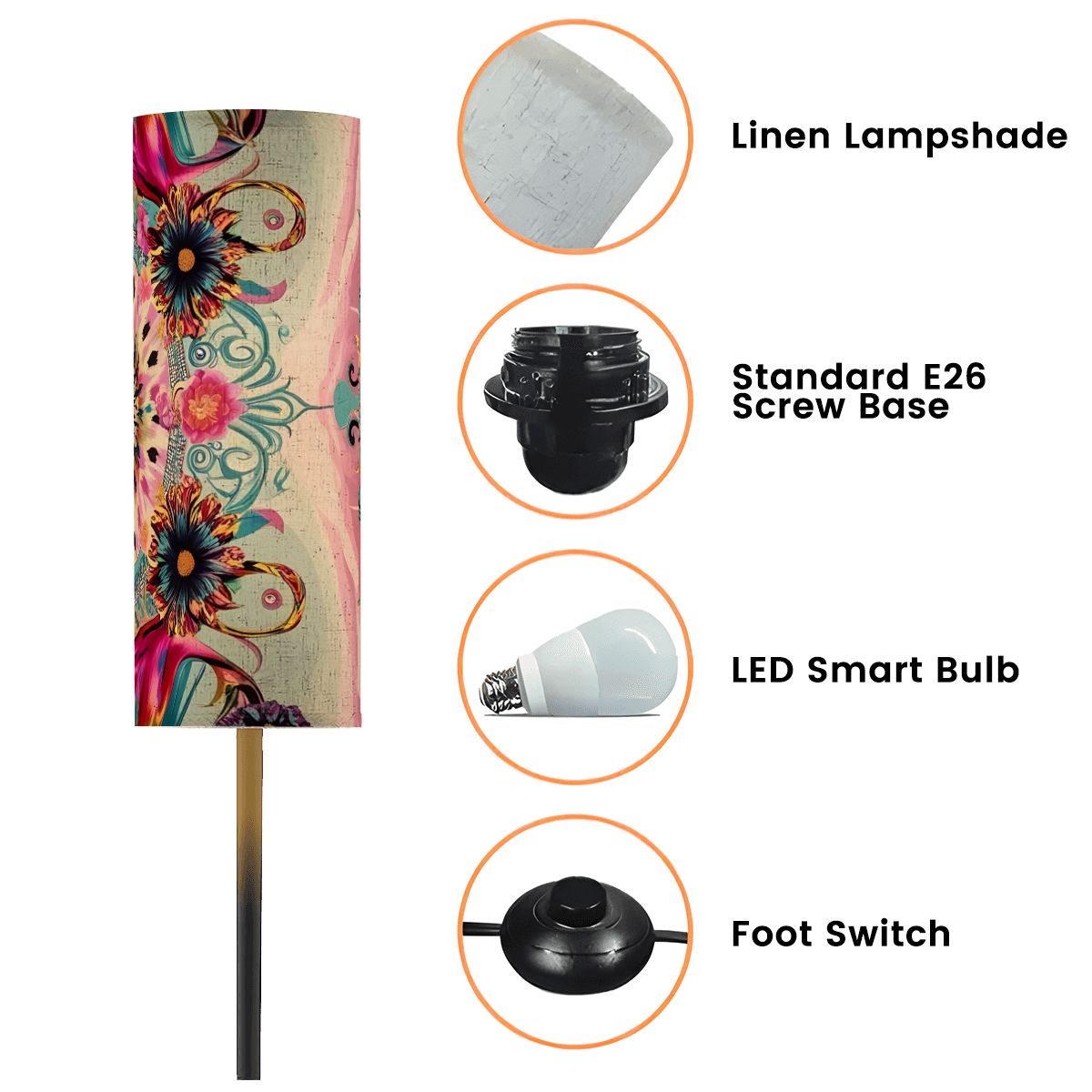 Bohemian Floor Lamp Jeweled Tone Pink, Purple, Teal Modern Book Nook Lamp