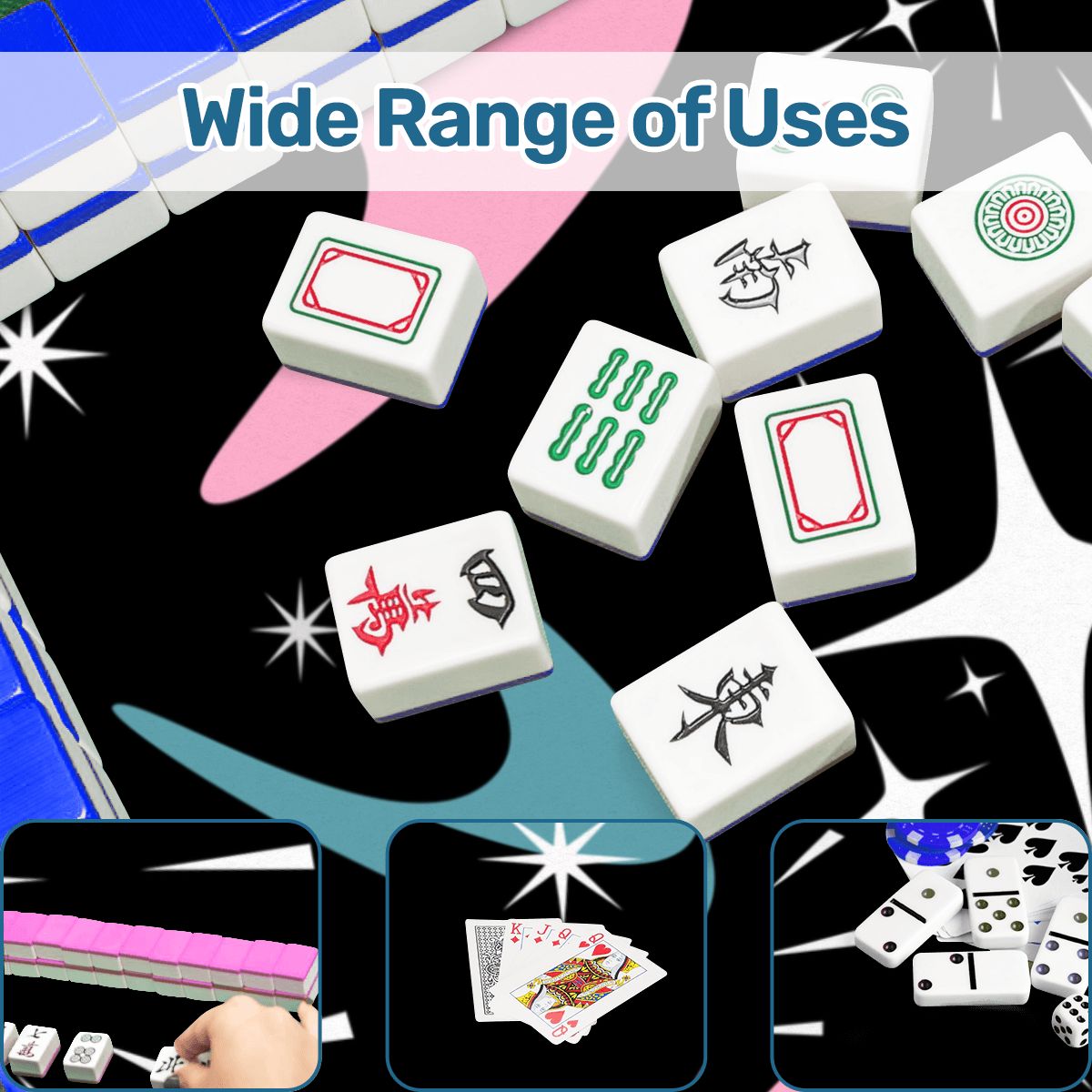 Sky Rockets In Flight Modern Black Mini Mahjong Mat - Splash of Color Co.