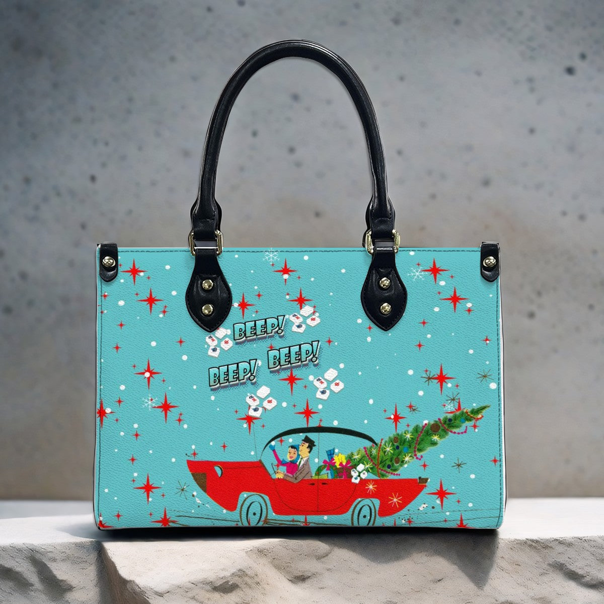 Mahjong Christmas Shoulder Arm Tote Bag, Holiday Nostalgic Whimsy Tote Bag for Women