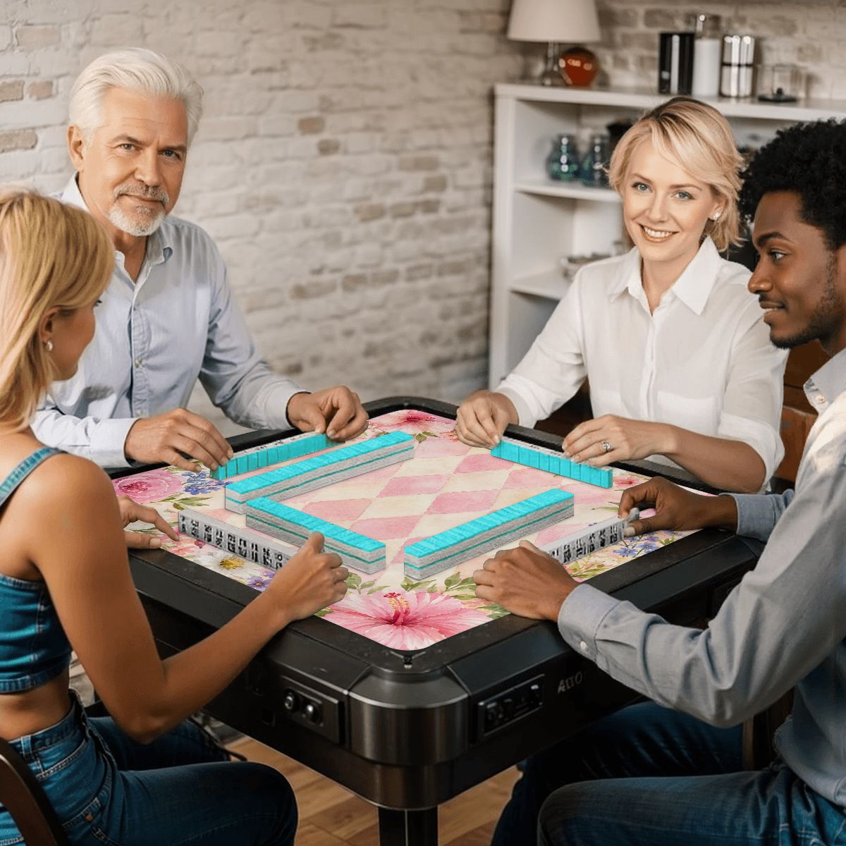 Harlequin Romance Petals Of Pink Vintage Inspired Mahjong Mat - Splash Of Mahj And Color Co.