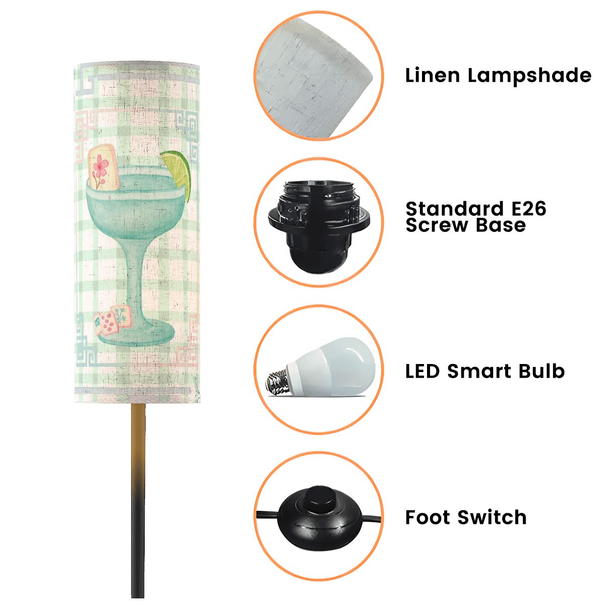 Whimsical Watercolor Mahjong Lover Reading Nook Modern Floor Lamp