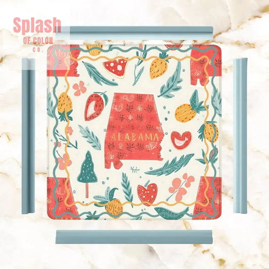 Alabama Proud Whimsical Folk Art Mahjong Mat - Splash of Color co.