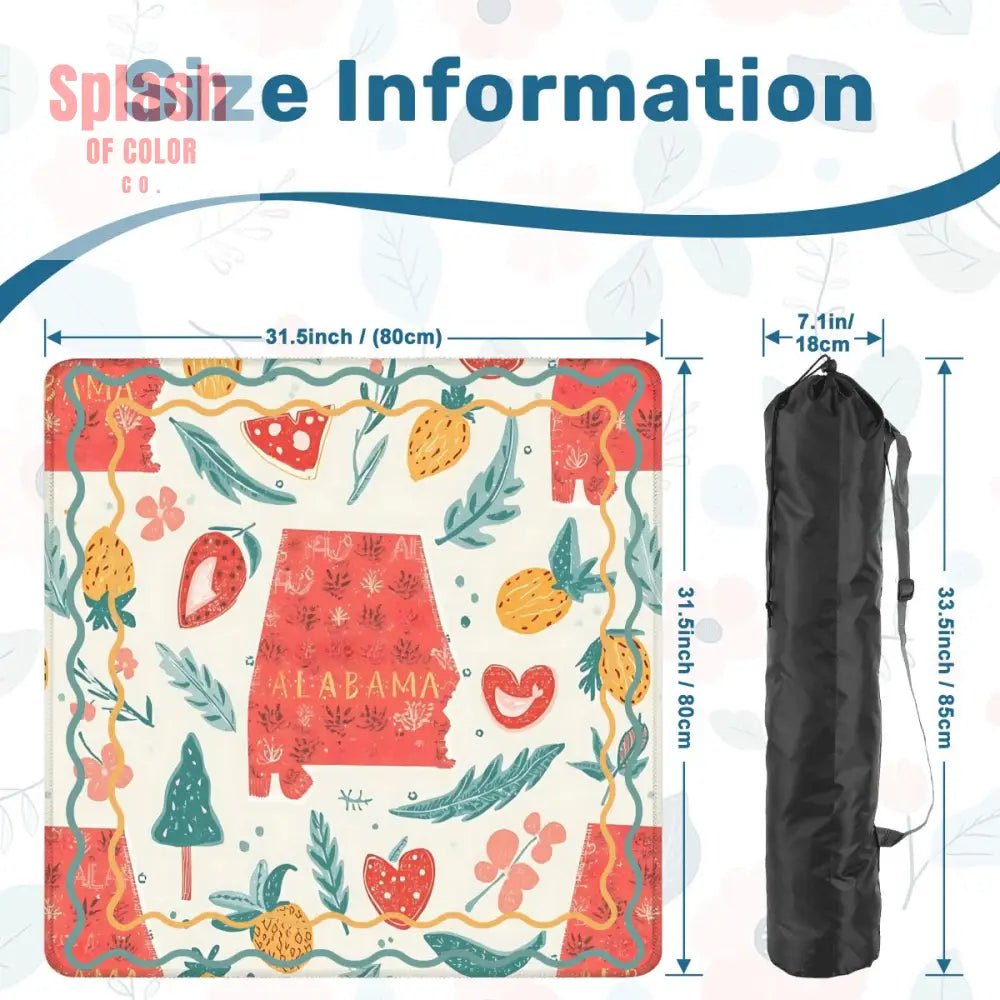 Alabama Proud Whimsical Folk Art Mahjong Mat - Splash of Color co.