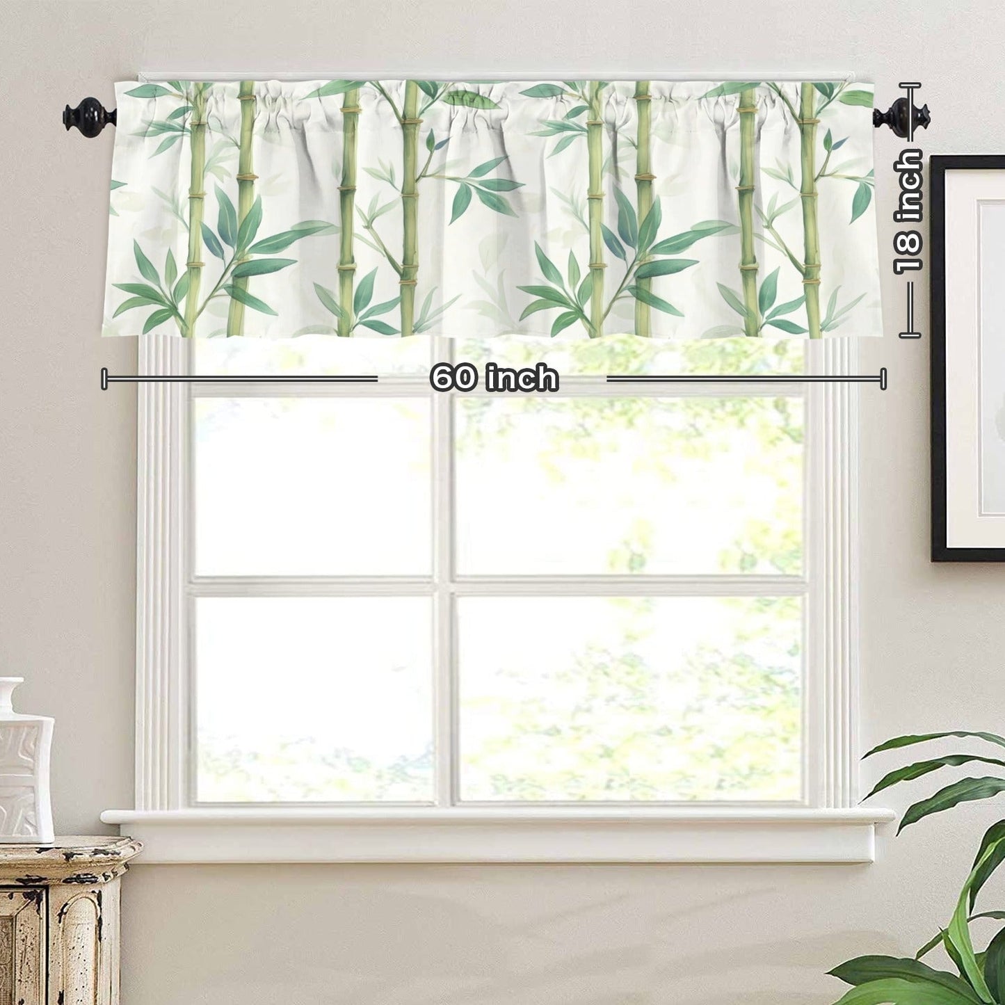Asian Bamboo Floral Trees Zen Garden Cafe Kitchen Valance - One Size - Curtains