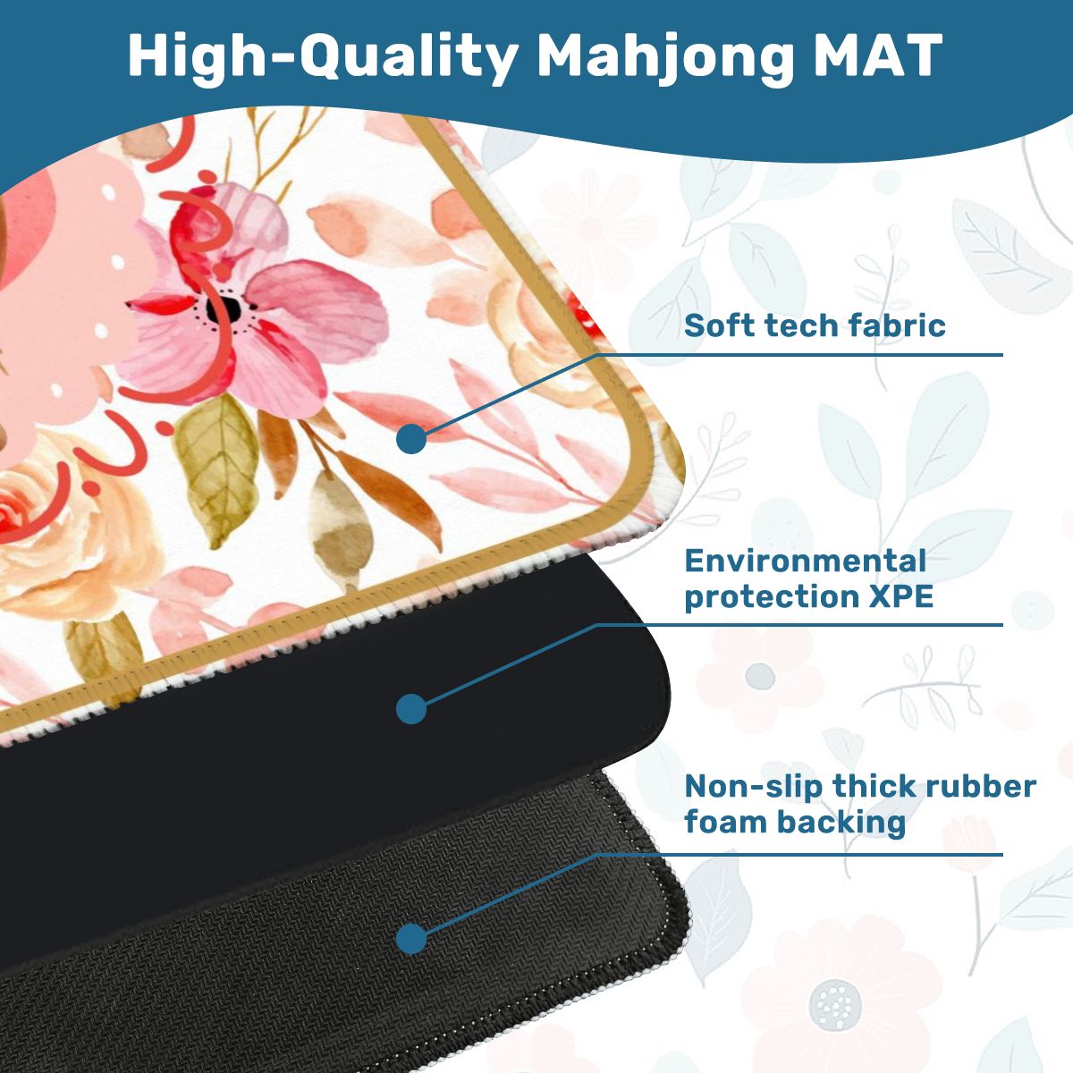 Asian Chinese Lantern Watercolor Floral PrettyMahjong Mat - 31.5’’x31.5’’ - Daily Accessories