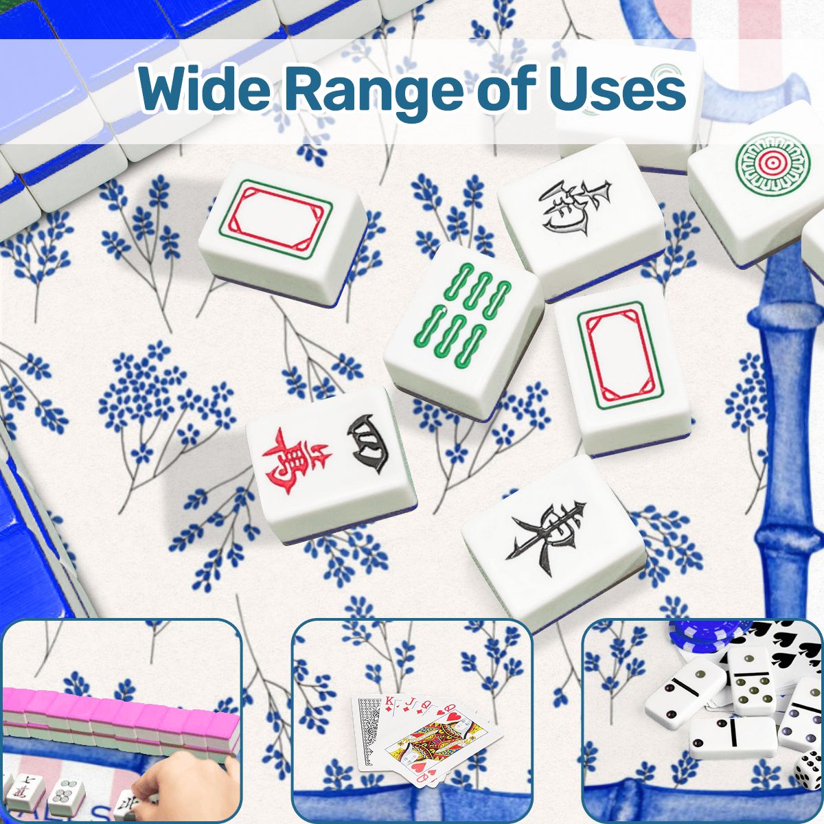 Asian Floral Mahjong Mat Learning Mat With Instructions Preppy Pink Striped - 31.5’’x31.5’’ - Daily Accessories