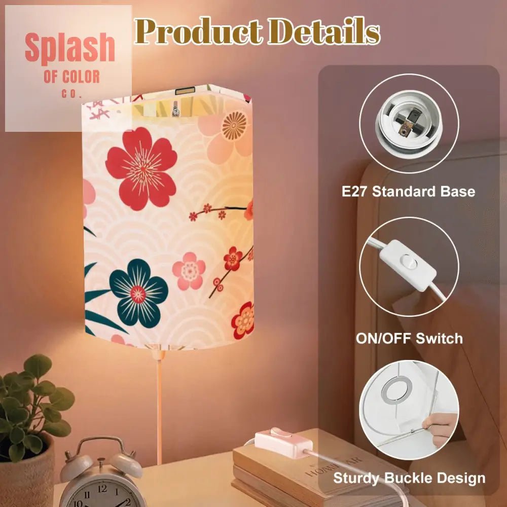 Asian Garden Zen, Pretty Floral Plug - in Wall Light Fixture Shades Set of Two - Splash of Color co.
