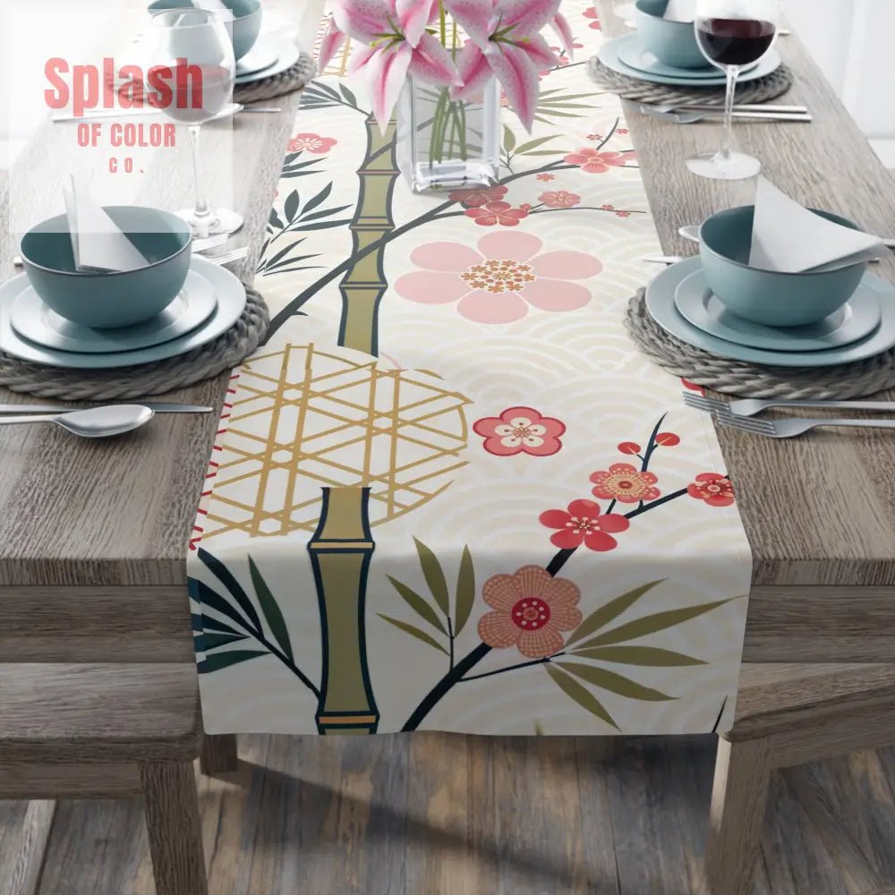 Asian Inspired Mahjong Elegant Floral Table Runner for Dining Perfect Gatherings Mahj Parties Weddings Holidays