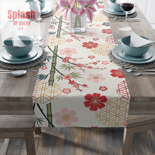 Asian Inspired Mahjong Elegant Floral Table Runner for Dining Perfect Gatherings Mahj Parties Weddings Holidays
