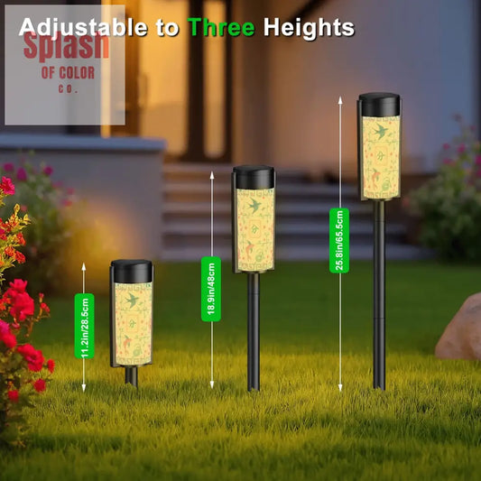 Asian Zen Garden Mahjong Lover Pastel Tiles Floral Outdoor Solar Lights 4pcs Garden Decor