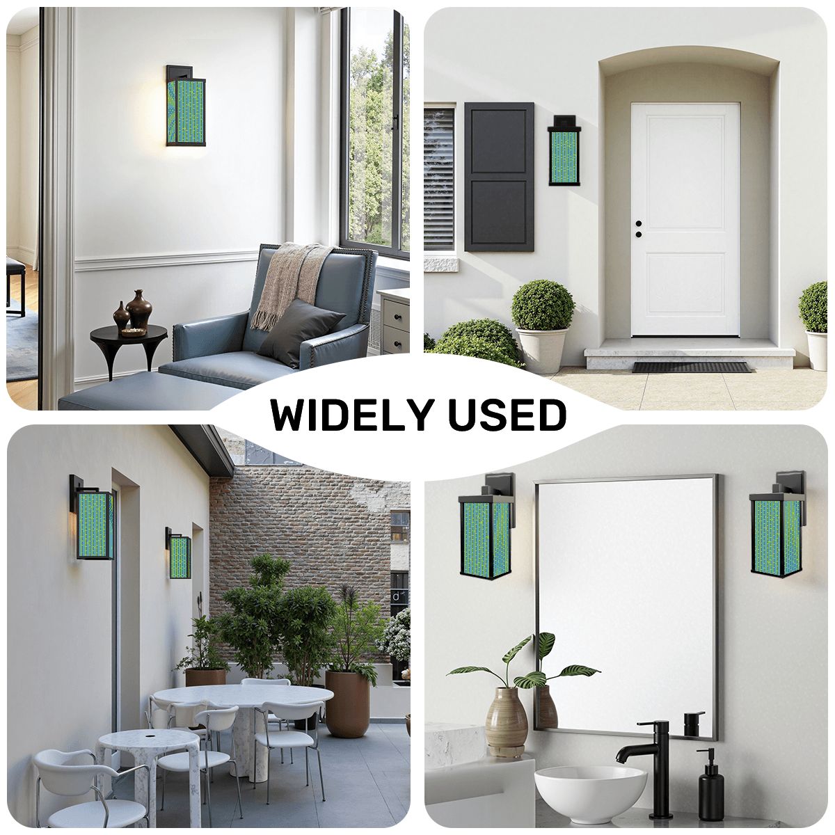 Asian Zen Green Blue Bamboo Designed Garden Patio Wall Light Sconce - One Size - Wall Lighting