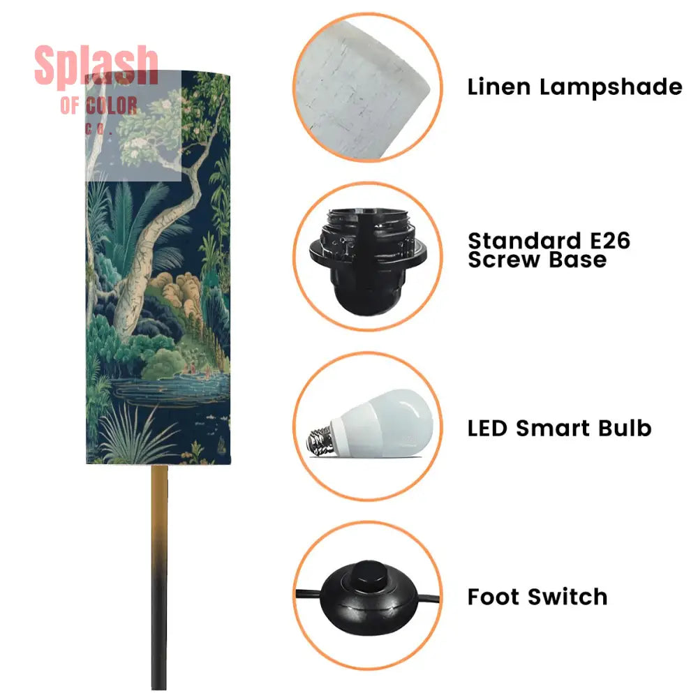 Asian Zen Lighting Blue Green Chinoiserie Modern Floor Lamp - One Size - Floor Lamps