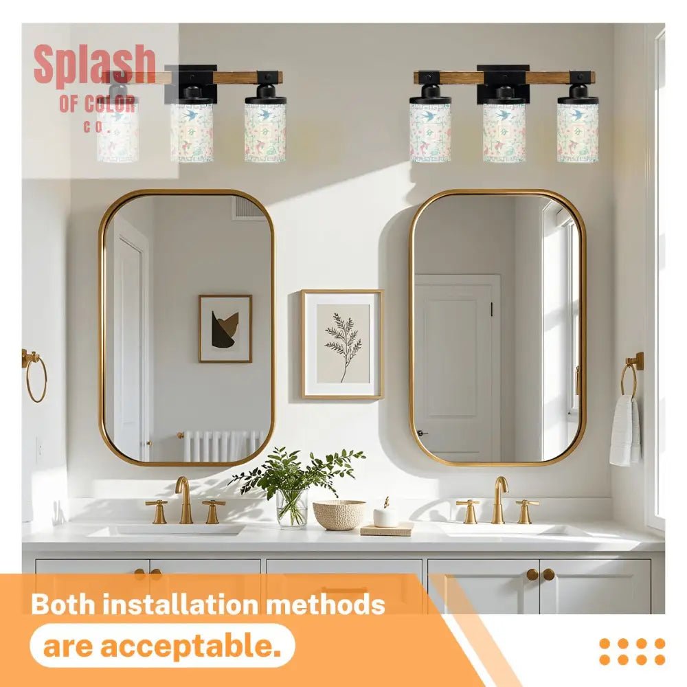 Asian Zen Mahjong Tiles Pretty Preppy Pastels Floral Vanity Light Fixture One Size Wall Lighting