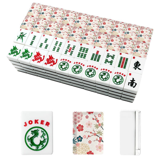 Asian Floral Cherry Blossom American Mahjong Tiles And Carry Case - Splash Of Mahj And Color Co.
