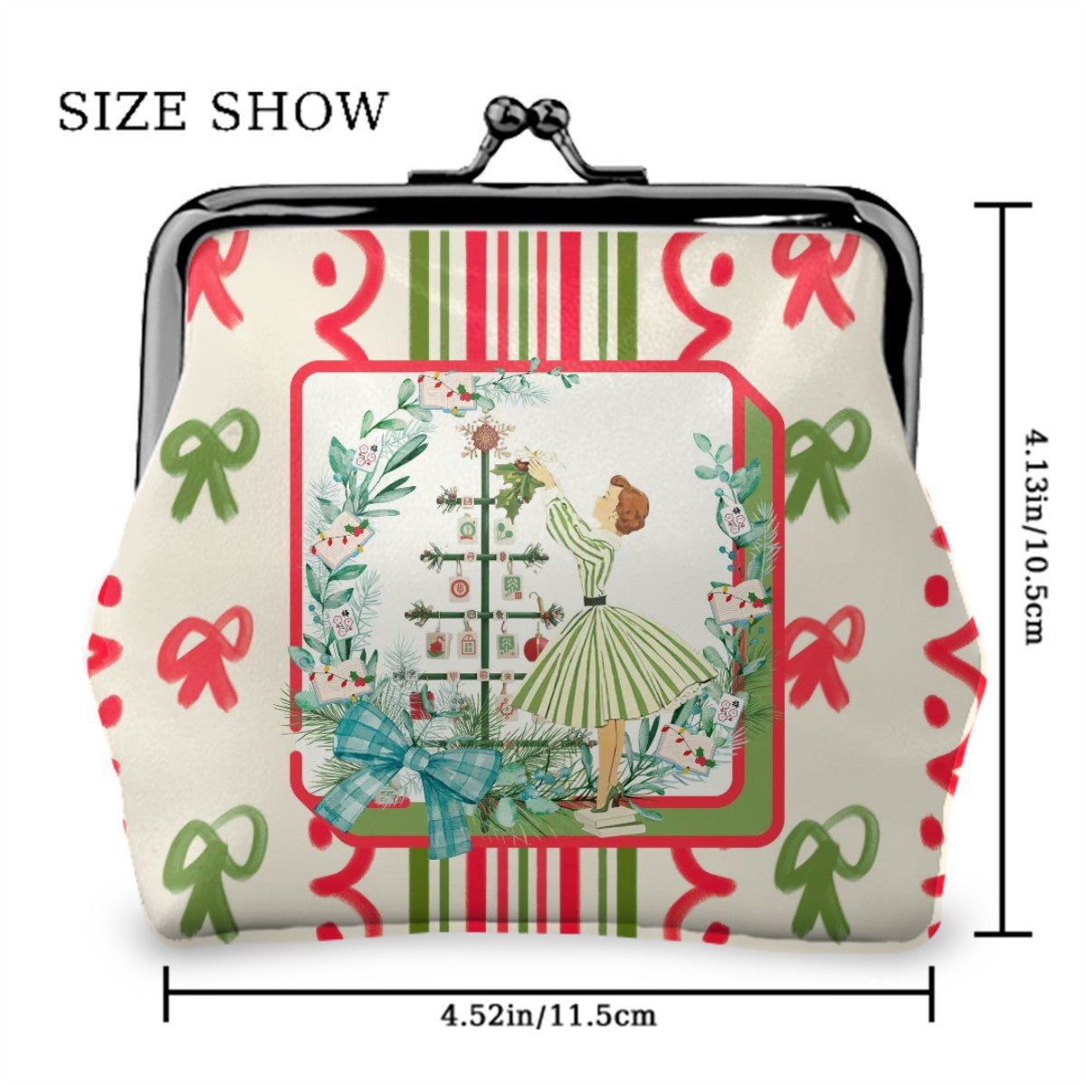 Books Nooks And Mahjong Christmas Nostalgia Women's Kiss Lock Coin Purse - Splash Of Mahj And Color Co.