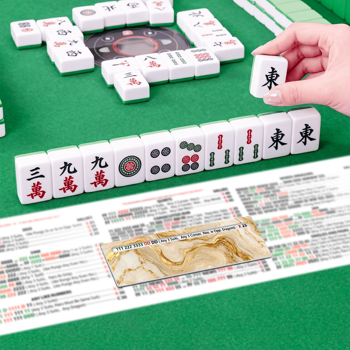 Gold Gilded Marbled Mahjong Line Reader 4 Pack - Splash Of Mahj And Color Co.