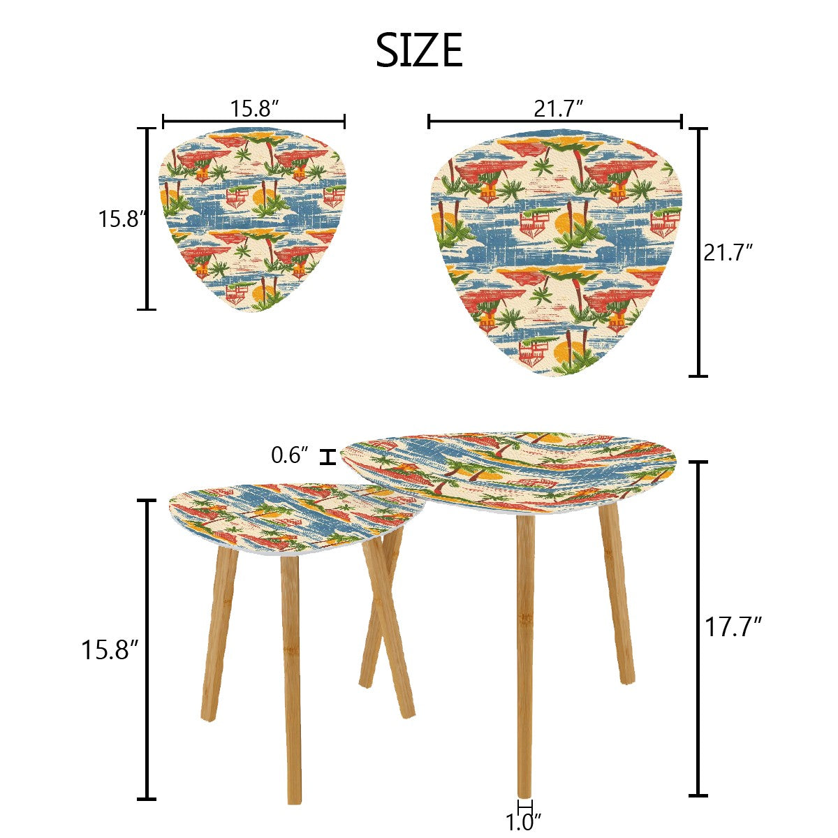 Old Florida Vintage Beach Tropical Heritage Collection Nesting Tables
