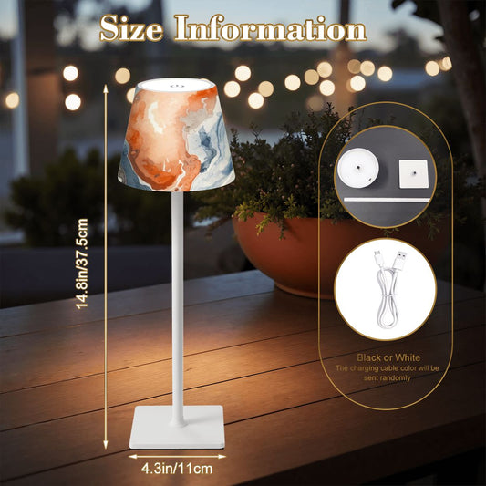 Oyster Watercolor Modern Mahjong LED Cordless Table Lamp - Splash of Color Co.