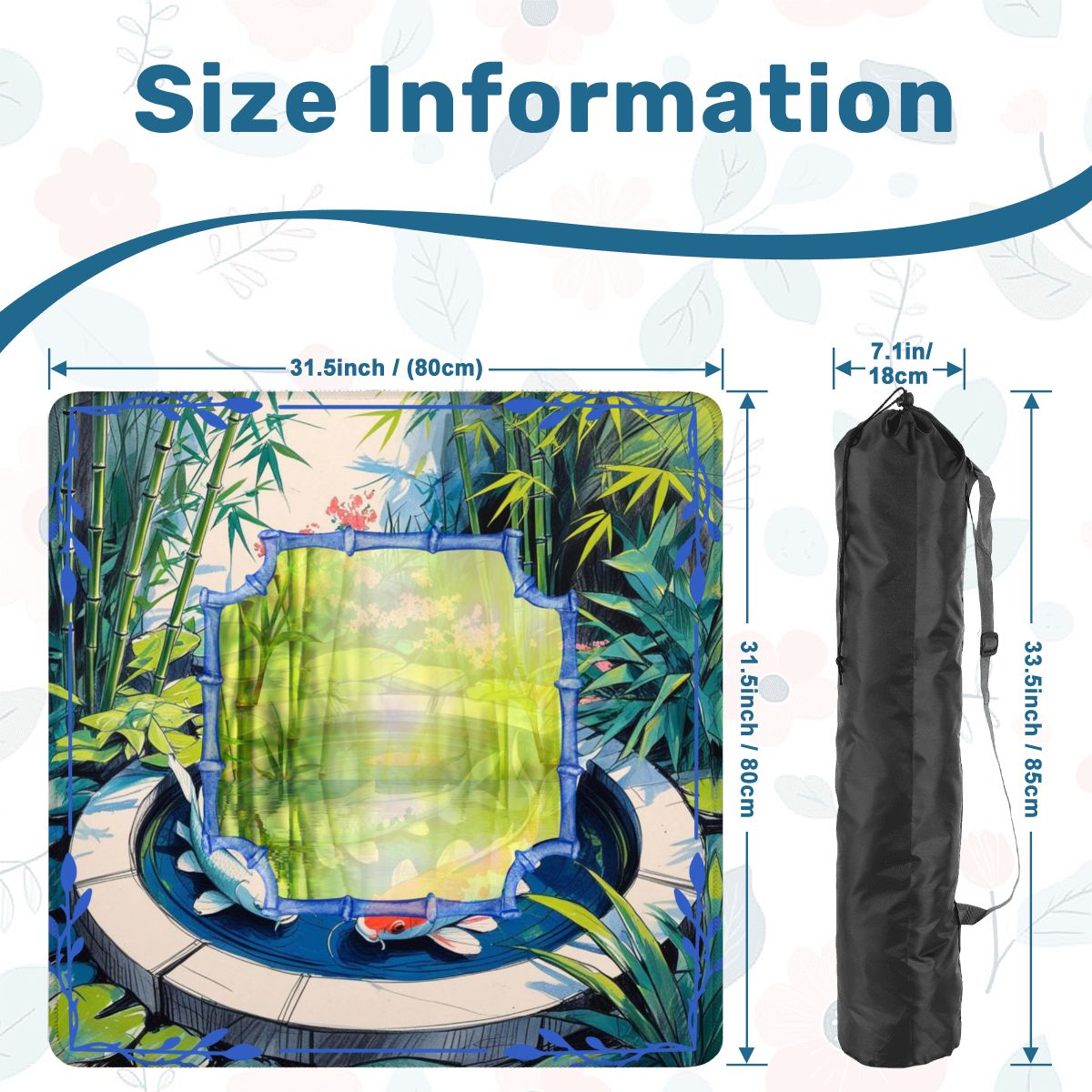 Mahjong Mat Japanese Koi Pond Asian Garden Zen Blue, Green Elegant Mahj Mat