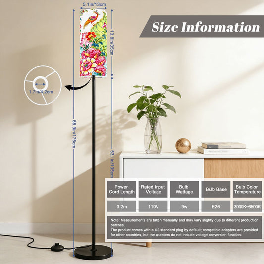 Tobacco Leaf Chinoiserie Modern Floor Lamp - Splash Of Mahj And Color Co.