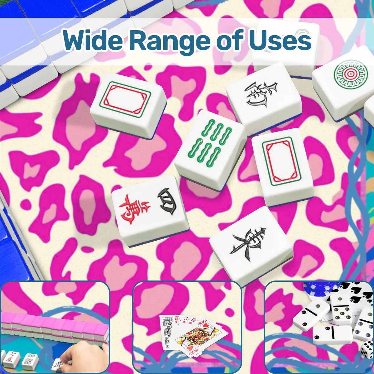 Preppy Pastel Animal Print Scalloped Mahjong Mat - Splash of Color Co.