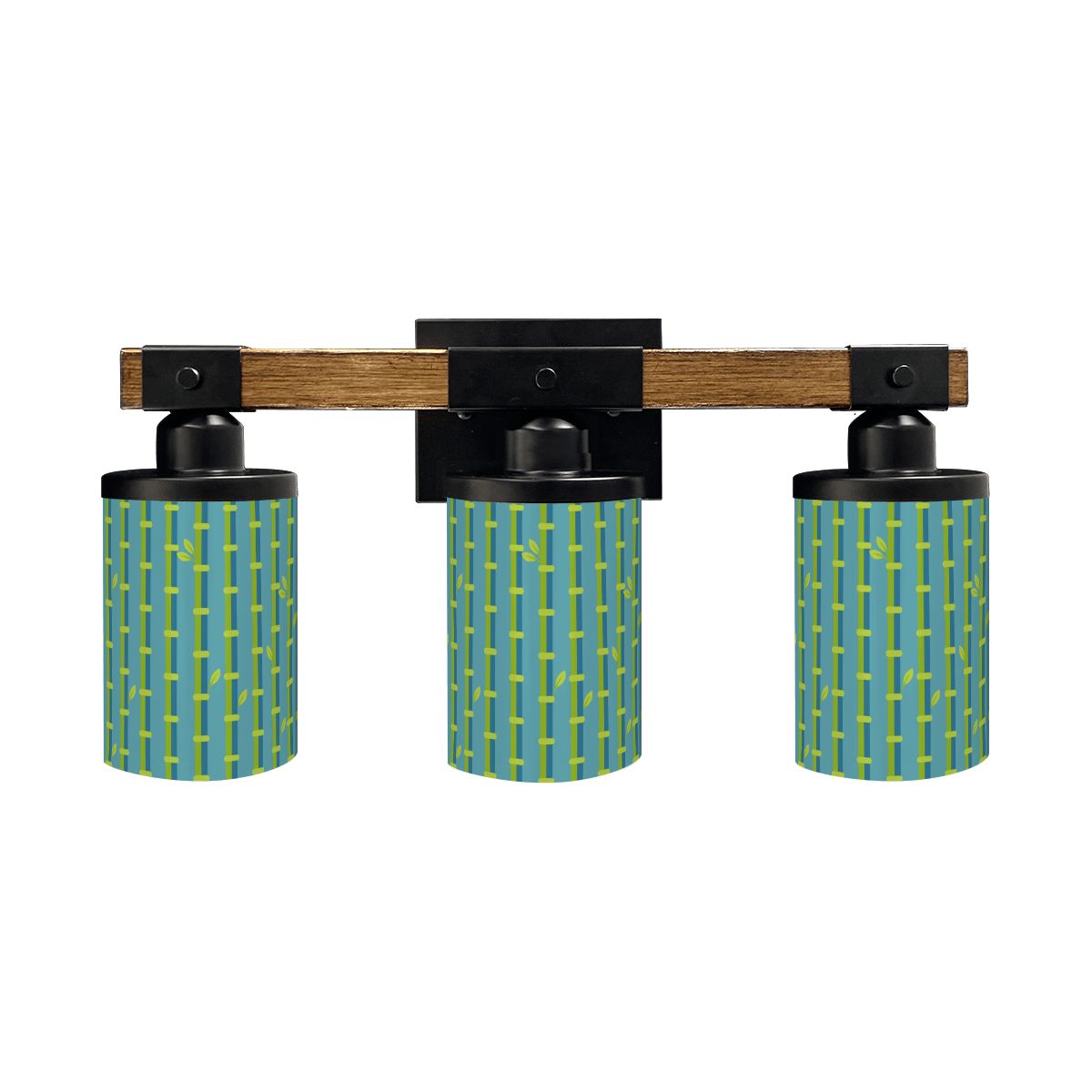 Bamboo Designed Green Blue, Asian Zen Garden Vanity Light Fixture