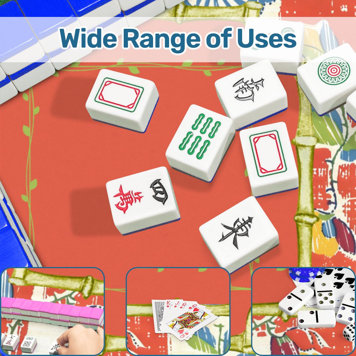 Vintage Floral Heritage Collection Mahjong Coral Blue Game Mat Mahjong Mat