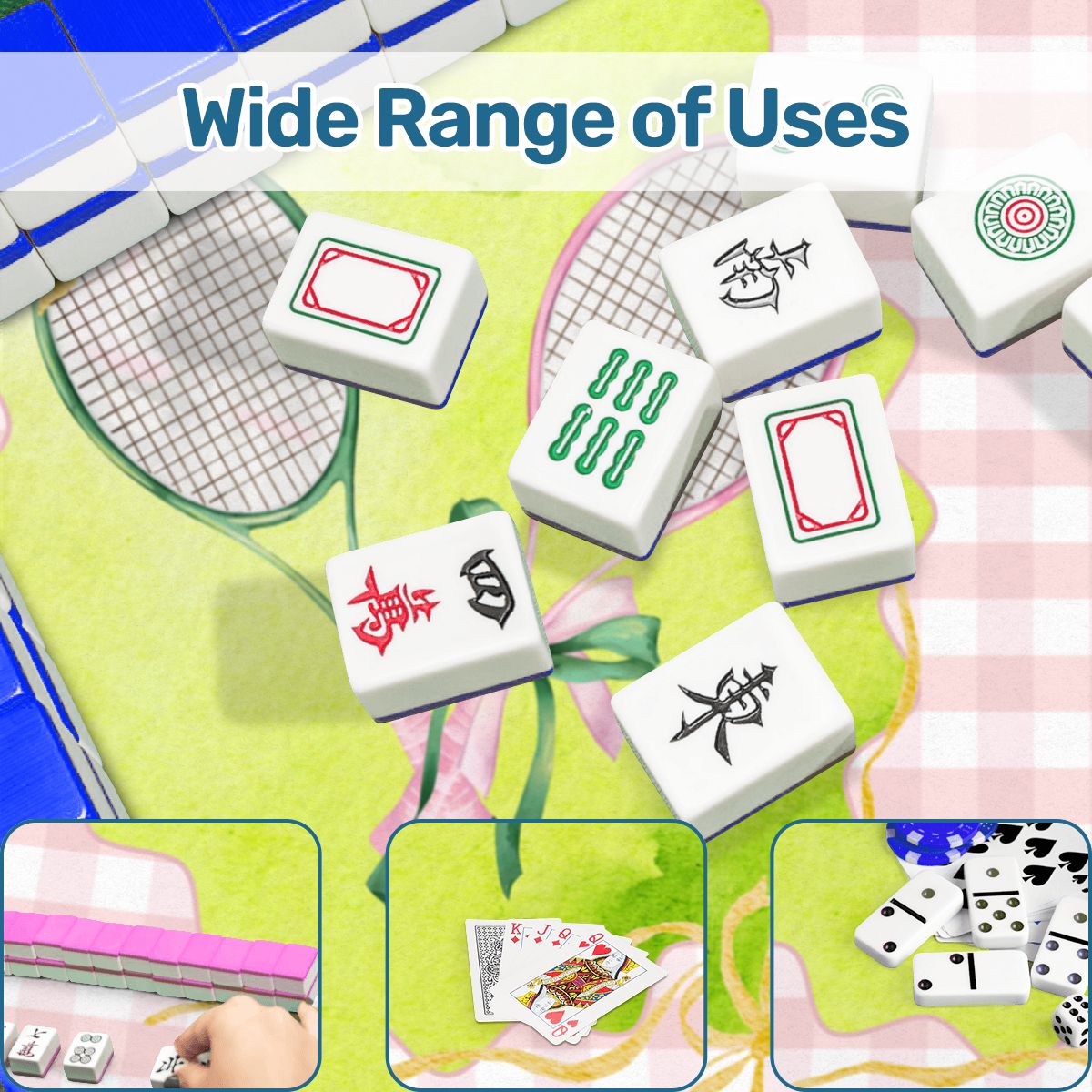 Green And Pink Tennis Themed Scalloped Mahjong Mat - Splash of Color Co.
