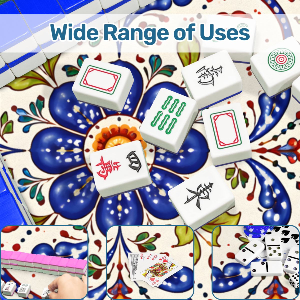 Polish Pottern Blue Porcelain Round Mahjong Mat