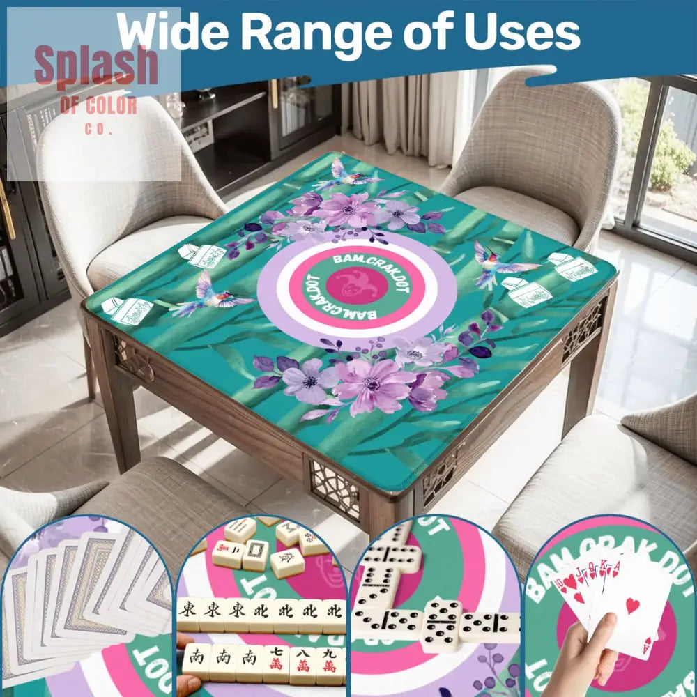 Bam Crak Dot Floral Bamboo Bird Mahjong Mat - Daily Accessories