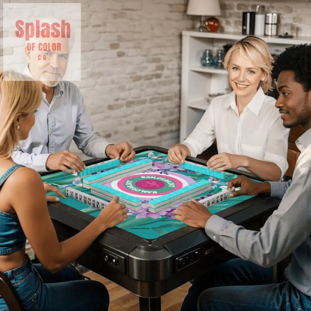 Bam Crak Dot Floral Bamboo Bird Mahjong Mat - Splash of Color co.