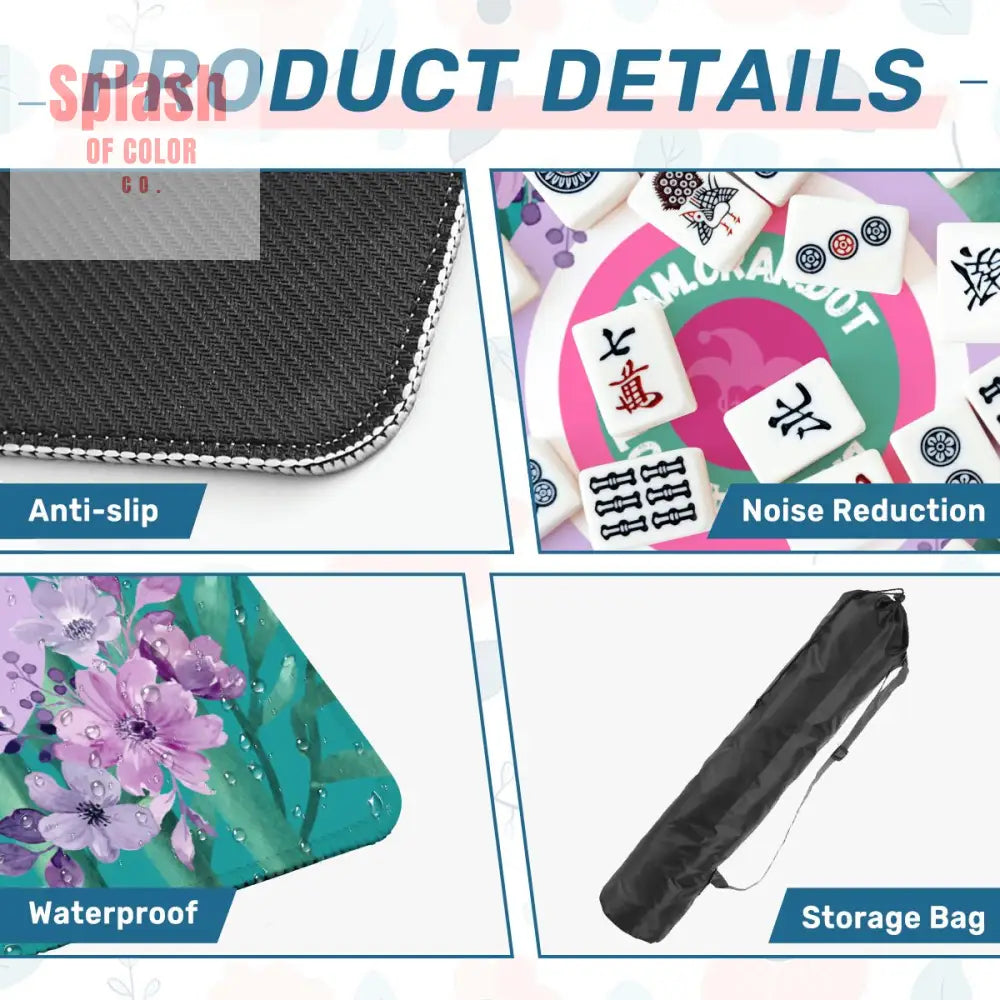 Bam Crak Dot Floral Bamboo Bird Mahjong Mat - Daily Accessories