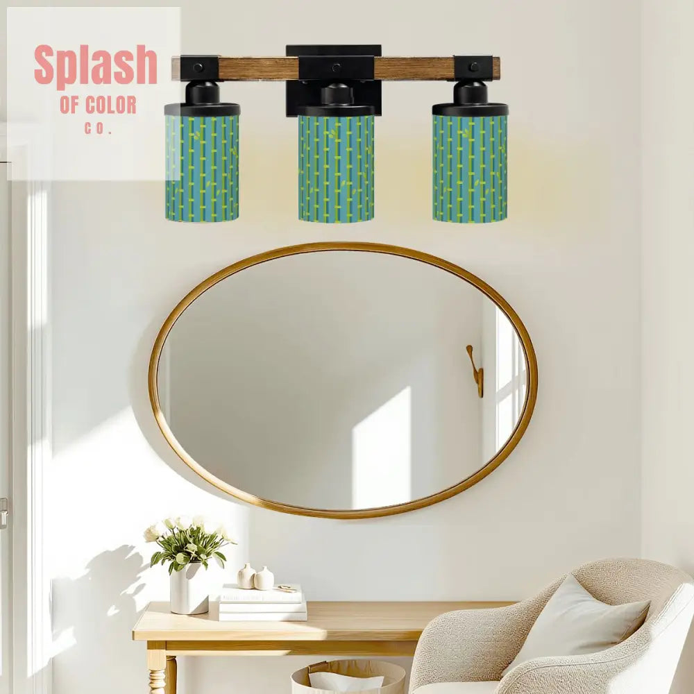 Bamboo Designed Green Blue Asian Zen Garden Vanity Light Fixture One Size Wall Lighting