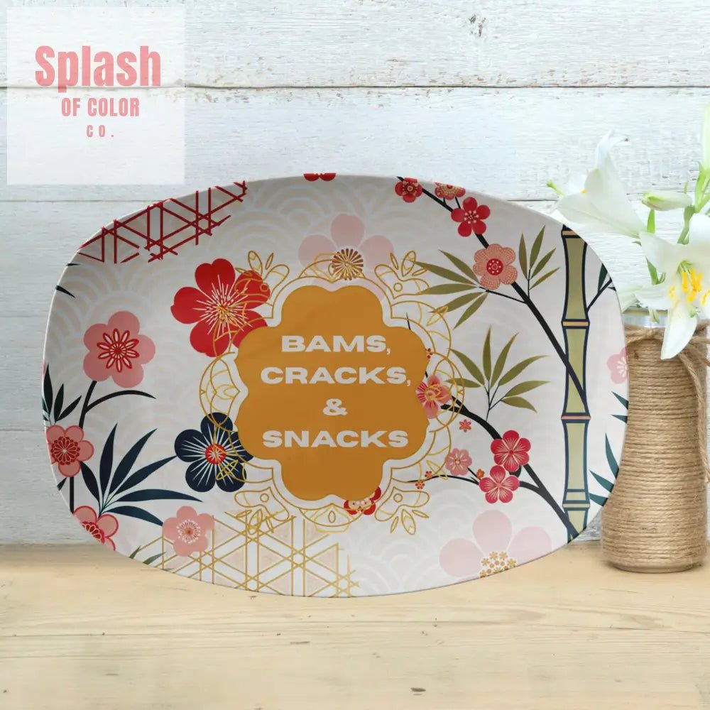 Bams Cracks And Snacks Asian Cherry Blossom Mahjong Party Platter Kitchenware