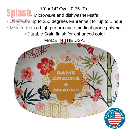 Bams Cracks And Snacks Asian Cherry Blossom Mahjong Party Platter Kitchenware