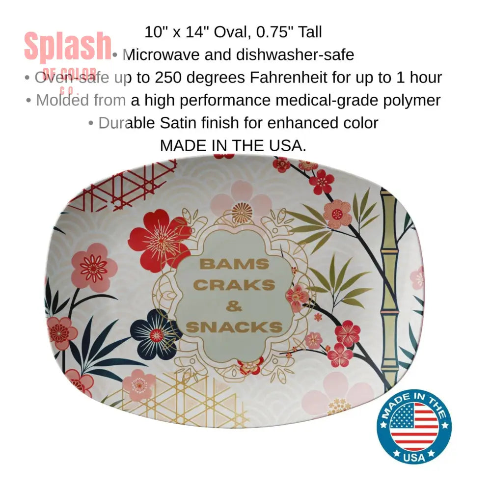Bams Craks And Snacks Asian Cherry Blossom Mahjong Platter Kitchenware